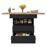 ESSTISCH 110-140/80/75 cm in Schwarz/Natur aus MDF mit Stauraum - Schwarz, Holzwerkstoff (110/80/75cm) - Flora Grace