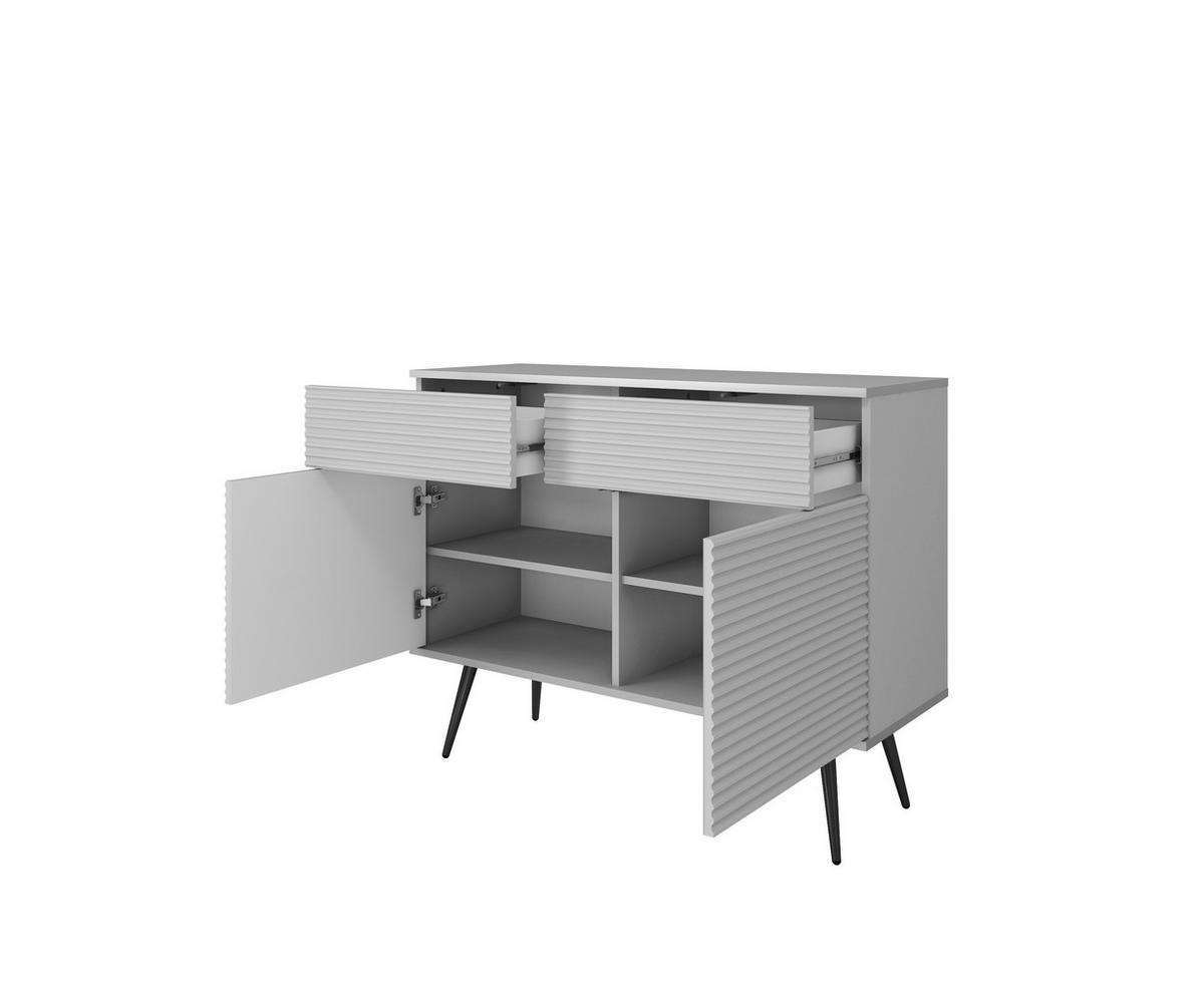 SIDEBOARD: weiß mit schwarzen Beinen, 107 x 85 x 39 - Weiß, Holzwerkstoff (107/85/39cm) - 3XE LIVING