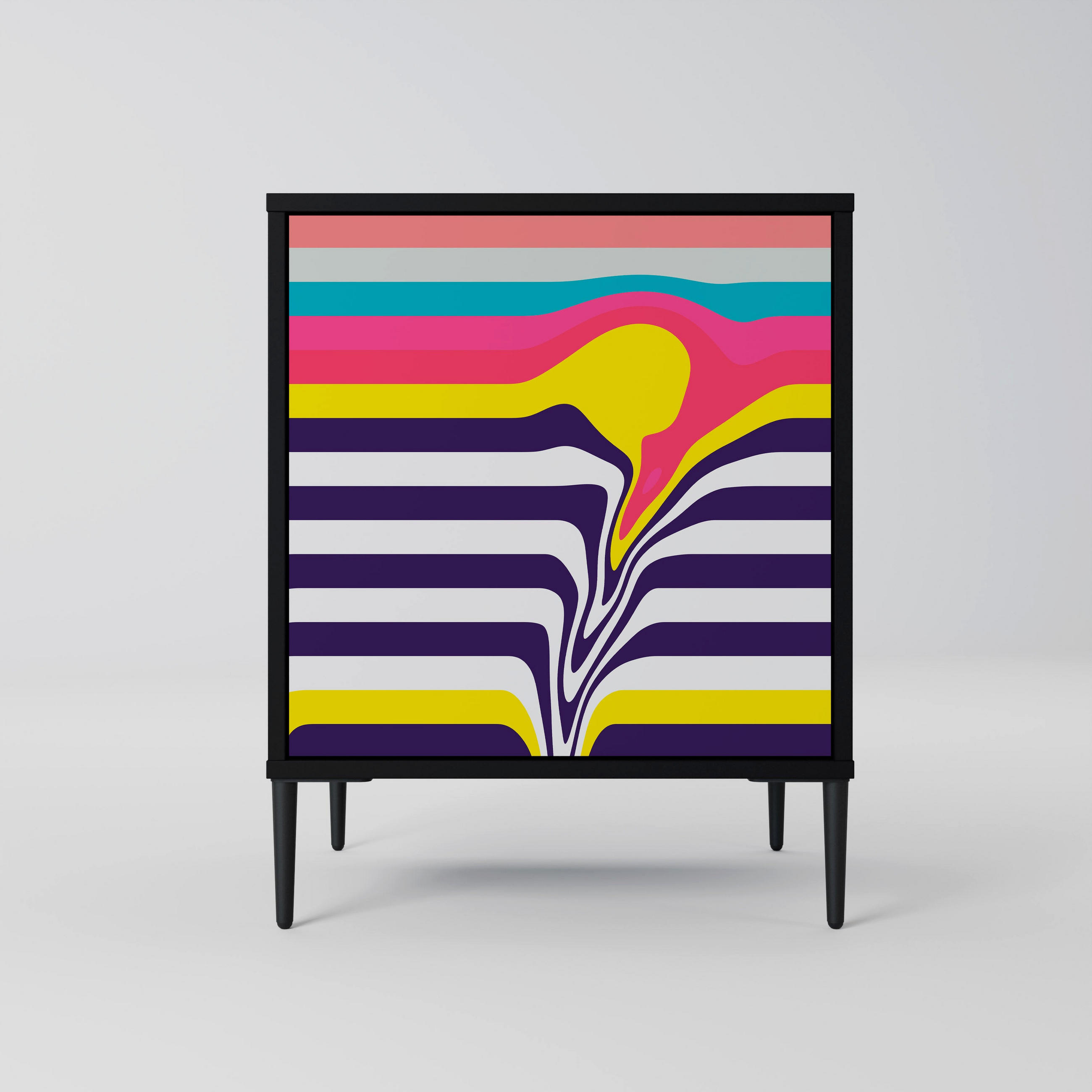 SIDEBOARD TONE COLLAPSE, Schwarz, 57,5x42x72,5 cm, Schwarze Metallfüße - Multicolor/Schwarz, Holzwerkstoff/Metall (57.5/72.5/42cm) - SpaceRebels