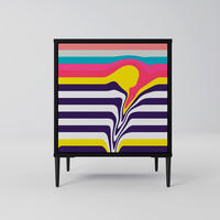 SIDEBOARD TONE COLLAPSE, Schwarz, 57,5x42x72,5 cm, Schwarze Metallfüße - Multicolor/Schwarz, Holzwerkstoff/Metall (57.5/72.5/42cm) - SpaceRebels