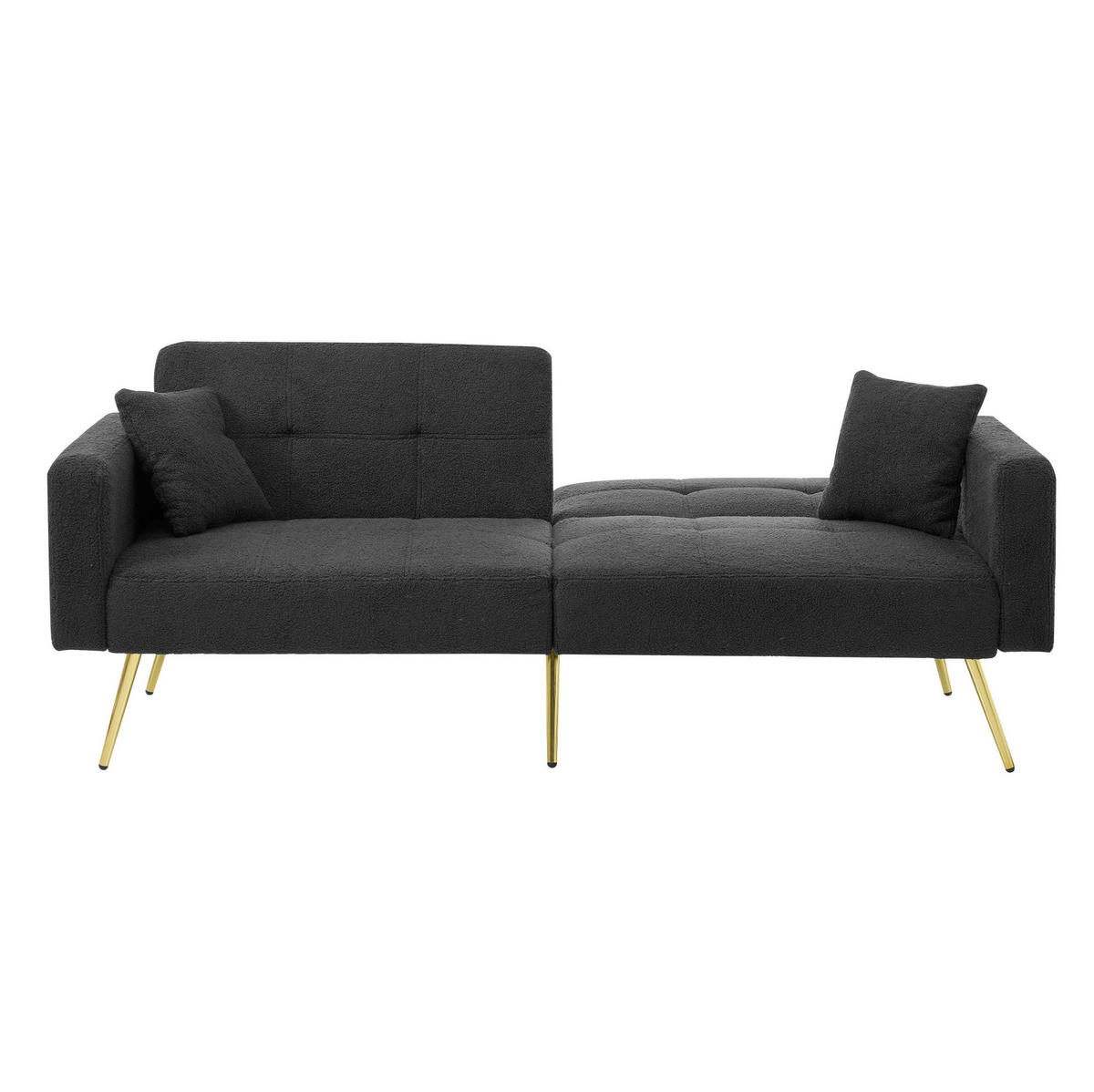 ROZKLÁDACÍ pohovka 175/64/72 cm tmavě šedá ze šerpy a pěny s nastavitelnou opěrkou a kapsami - tmavě šedá, plast (175/72/64cm) - OKWISH