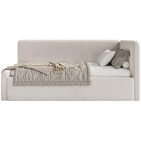 JUGENDBETT Fanko Samt Hellbeige 90x200 cm - Ecru/Schwarz, Kunststoff/Textil (90/200cm) - Selsey