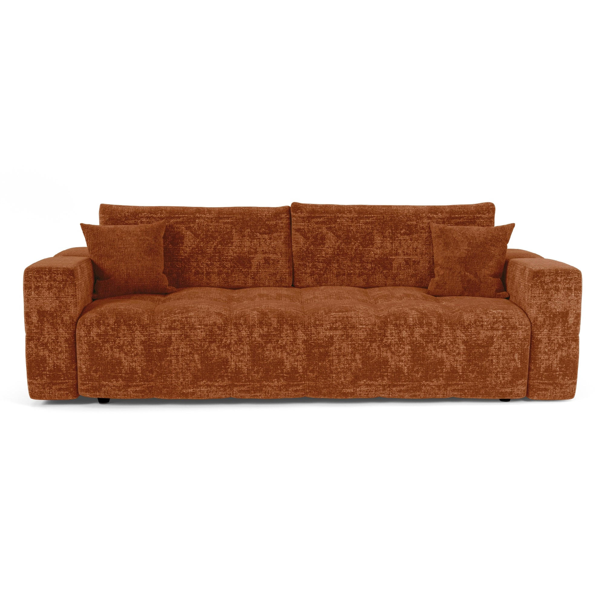 SCHLAFSOFA Express VIBE Geprägter Samt Terrakotta 226cm - Dunkelorange/Terracotta, Textil (226/80/100cm) - Premium Interiors