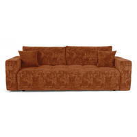 SCHLAFSOFA Express VIBE Geprägter Samt Terrakotta 206cm - Dunkelorange/Terracotta, Textil (206/80/100cm) - Premium Interiors
