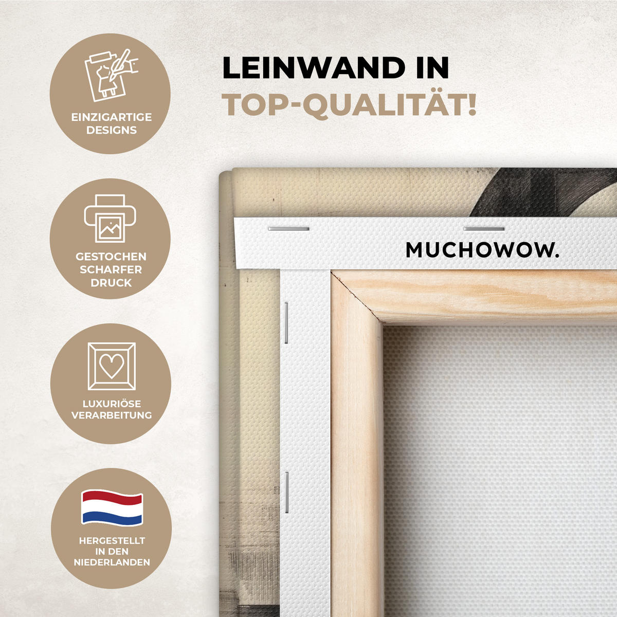 LEINWANDBILD Kreise - Balken - Schwarz - Abstrakt Wandbild 40x30 cm - Schwarz, Textil (40/30cm) - MuchoWow