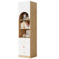 KLEIDERSCHRANK-SET 80/45/200 und 50/50/200 cm weiß/natur aus MDF mit Regal und Schubladen - Weiß, Holzwerkstoff (130/200/50cm) - OKWISH