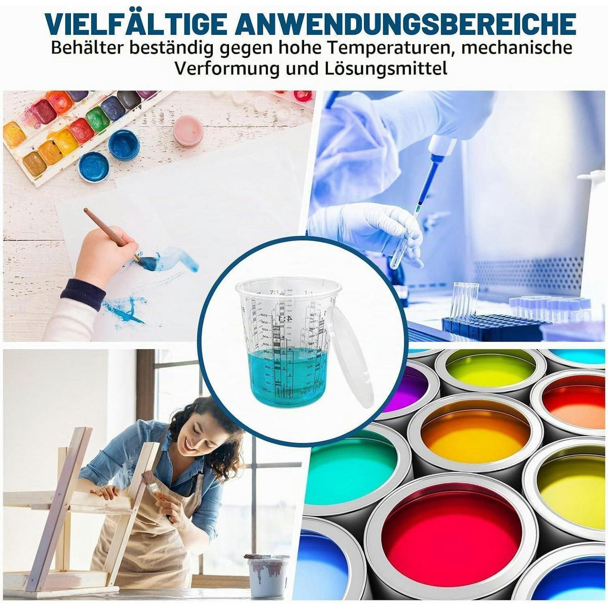 LACKMISCHBECHER 20-teiliges Set 680 ml mit Deckel - Transparent, Kunststoff (0.68L)