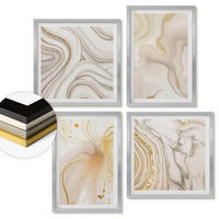 WANDBILDER 4er Set - 50x50 cm & 40x60 cm Silberner Rahmen - Subtile abstrakte Muster - Silberfarben, Kunststoff (50/50cm) - ArtPrintCave