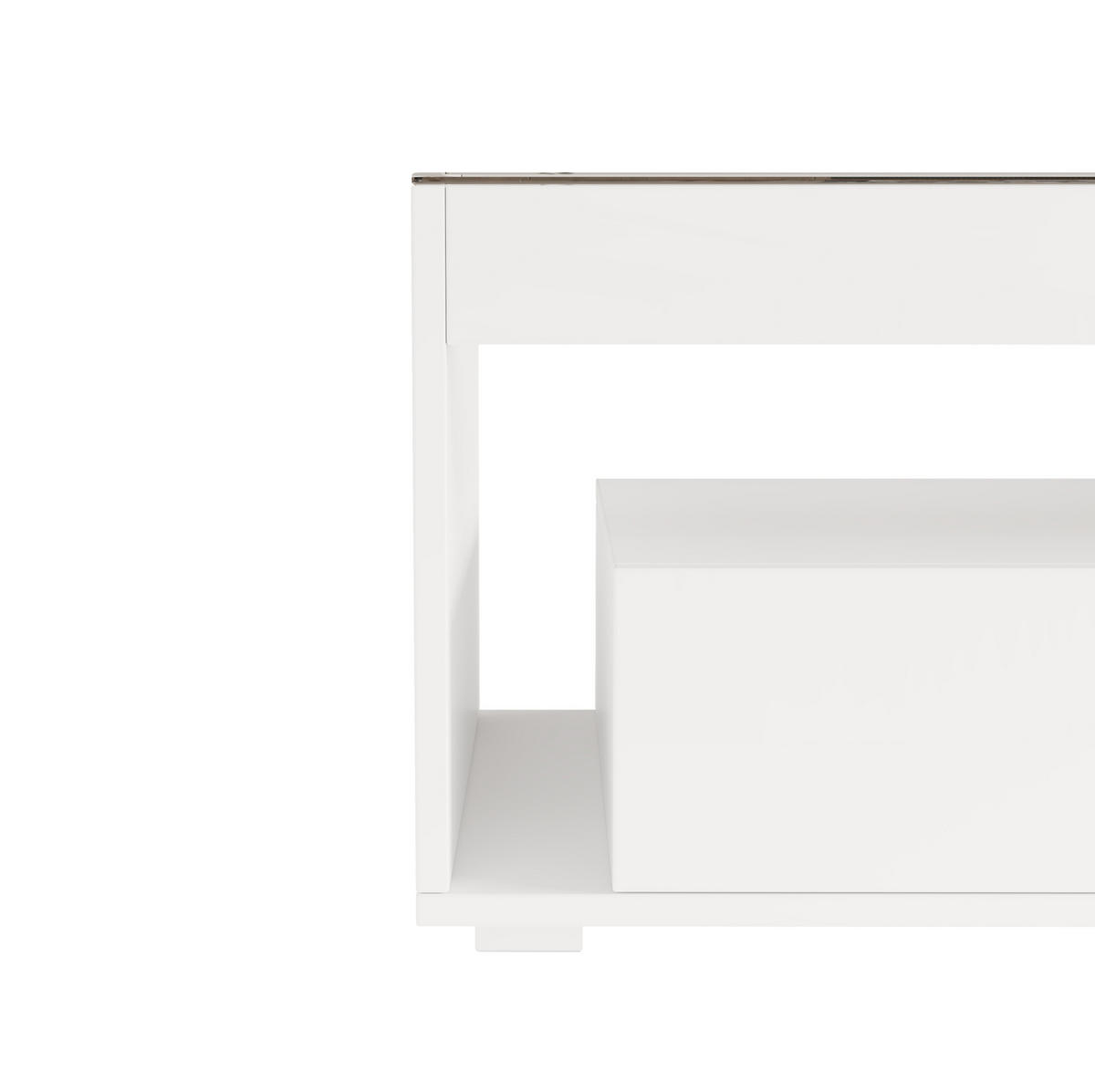 COUCHTISCH 100/50/40 cm in Weiß mit LED-Beleuchtung und 2 Schubladen - Weiß, Holzwerkstoff (100/50/40cm) - Flora Grace
