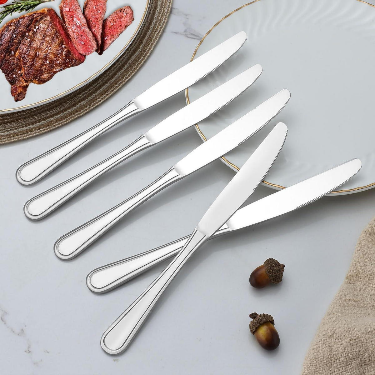 TAFELMESSER 16-teiliges Set Edelstahl 23 cm - Silberfarben, Metall