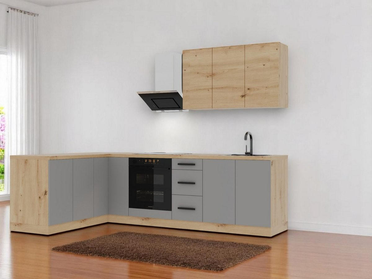 WINKELKÜCHE 270 cm Langen K99-M270 in Beige / Artisan Eiche - Beige/Eiche Artisan, Holz (270/212/170cm)