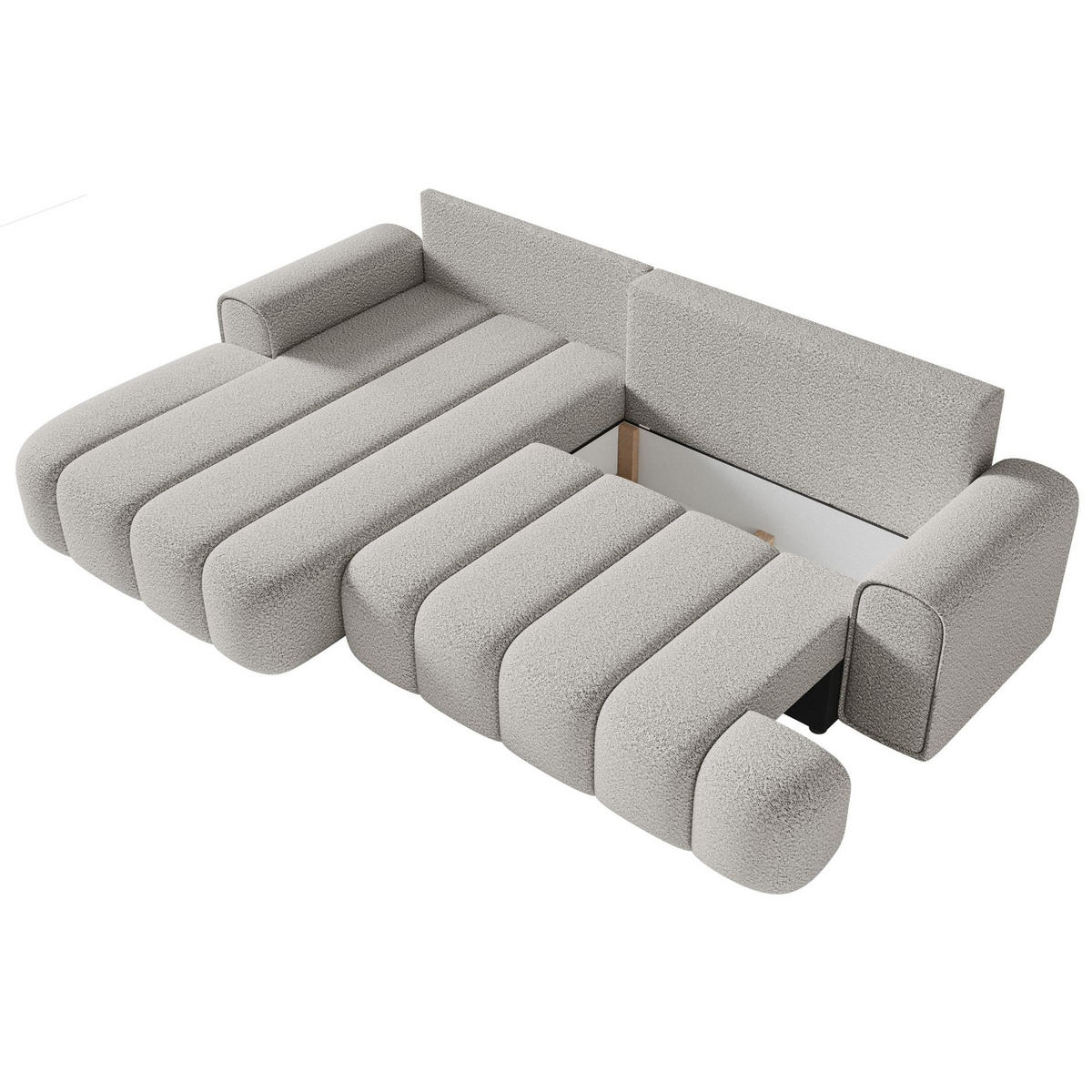 ECKSOFA Dandelino Hellgrau mit Bouclé-Bezug, links - Hellgrau/Schwarz, Kunststoff/Textil (275/168cm) - Selsey