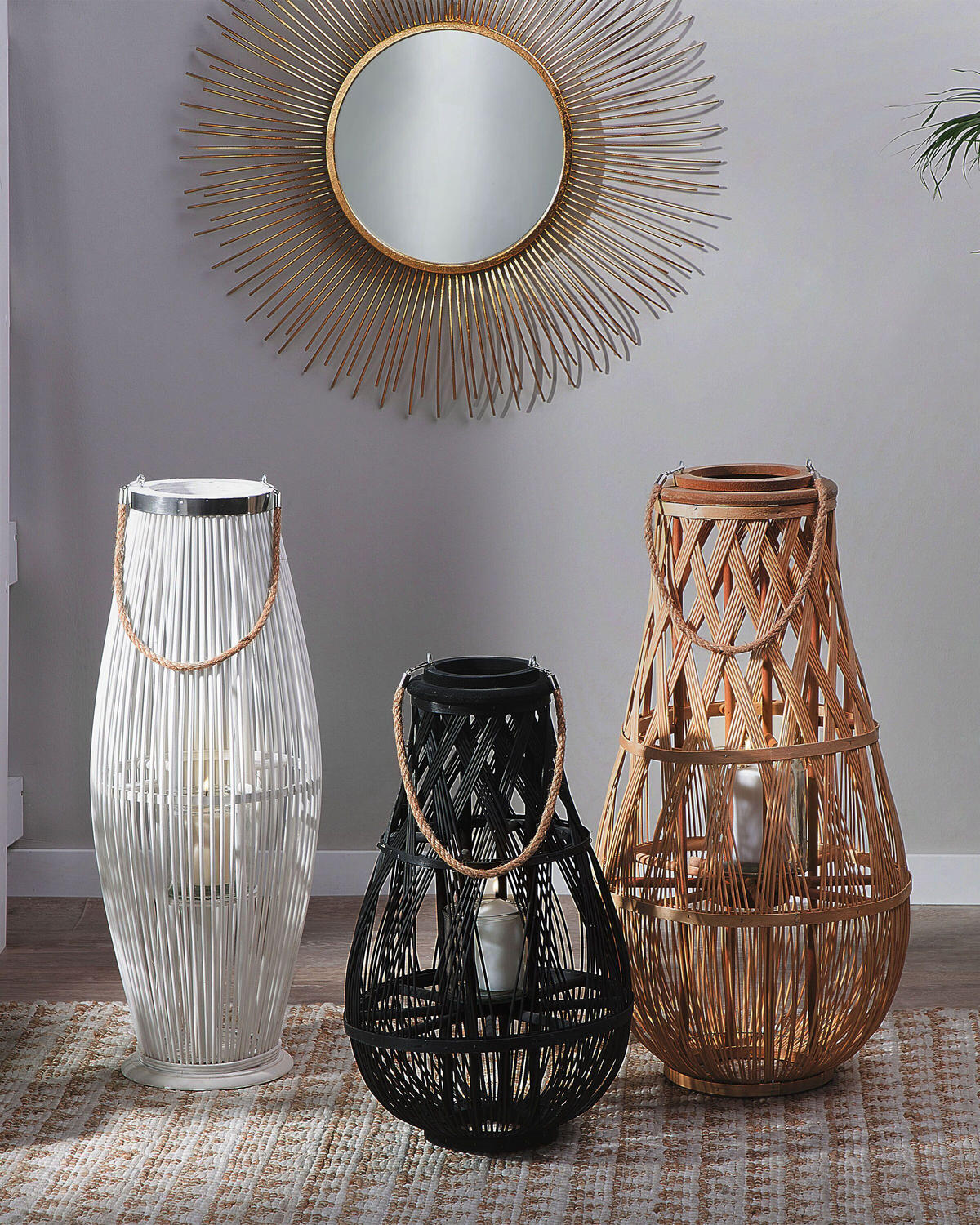 LATERNE Schwarz Tonga - Schwarz, Holz (34/56/34cm) - Beliani