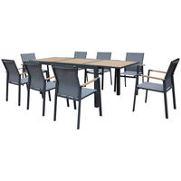 GARTENMÖBEL Palermo Grau und Anthrazitgrau 8 Plätze - Grau, Metall - Happy Garden