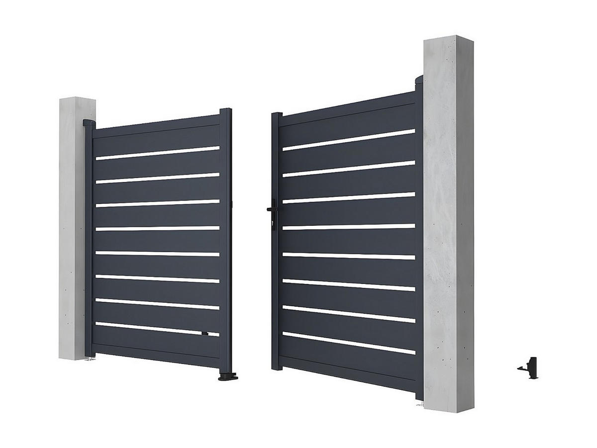 FLÜGELTOR - 300cm x 4.6cm - Aluminium - anthrazitgrau - PRIMO - Anthrazit, Metall (300/178cm) - Vente-Unique