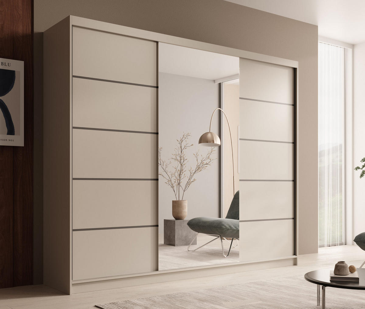 SCHIEBETÜRENSCHRANK Tivora 250 – Kaschmir - Kaschmir, Holzwerkstoff (250/215/58cm) - Möblo