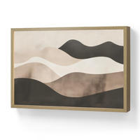 NÁSTĚNNÁ LAMPA S AKUMULÁTOREM Abstraktní - Krajina - Vlny - Krémová barva 60x40 cm - šedohnědá, kompozitní dřevo (60/40/8cm) - OnlyWow