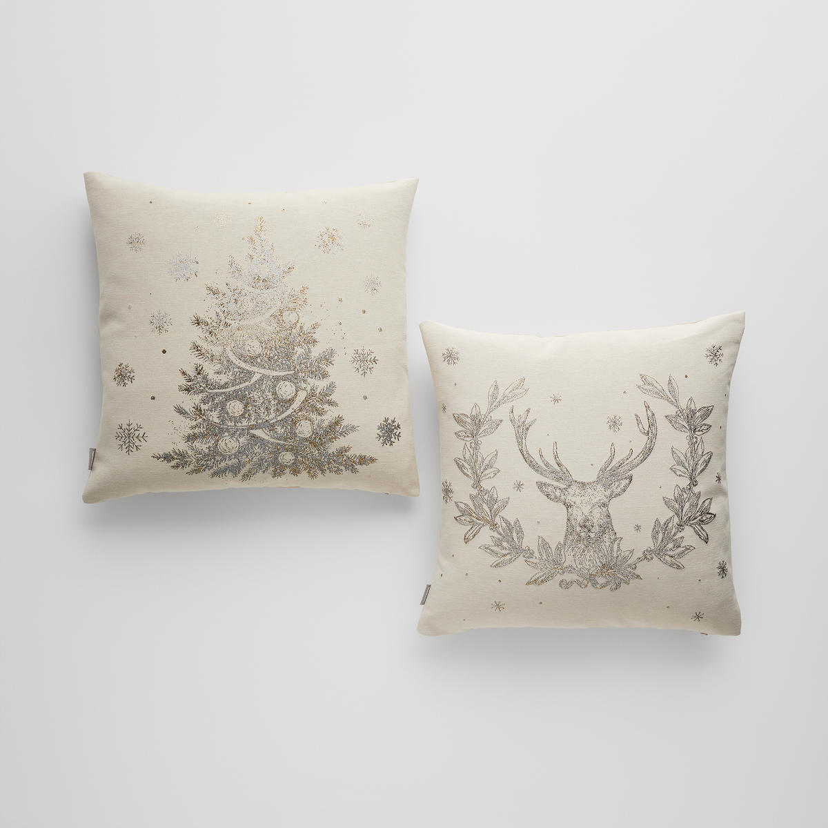 KISSENBEZUG Holis, 45x45cm, Beige, Weihnachten Kissenhülle, Weihnachtsdeko, Christmas, Weihnachtsmotiv Sofakissen Dekokissenbezuge - Beige, Kunststoff (45/45cm) - home&you