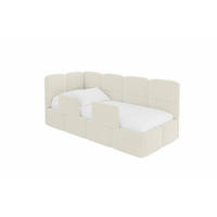 EINZELLBETT Jugendbett mit Bettkasten, Rechts - KIVY 100x200 Beige - Creme, Holzwerkstoff/Textil (100/200cm) - ALTDECOR