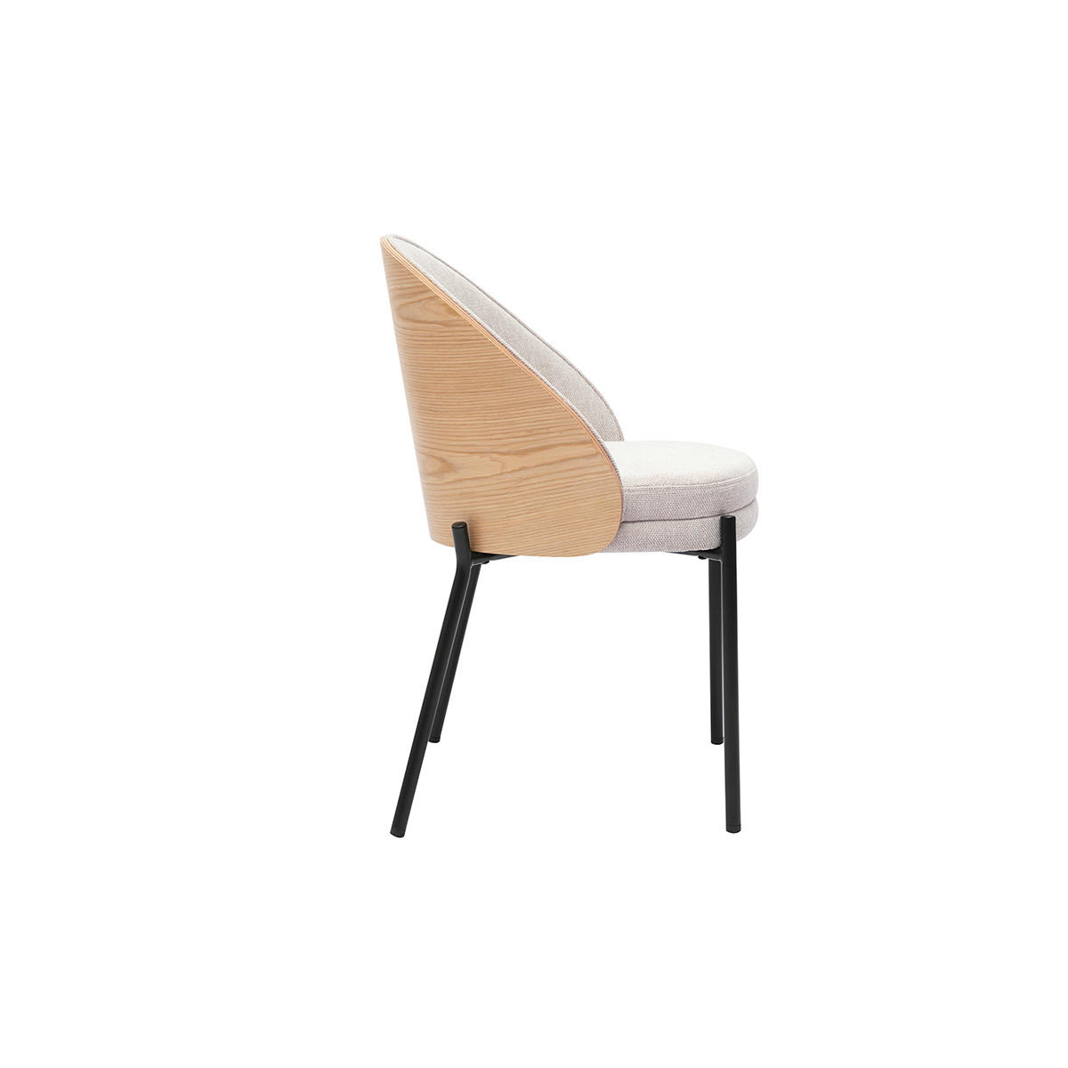 STÜHLE aus beigefarbenem Samt-Effekt-Textilgewebe, helles Holz und Metall (2er Set) TUCSON - Beige, Textil (50.5/74.5/53cm) - Miliboo