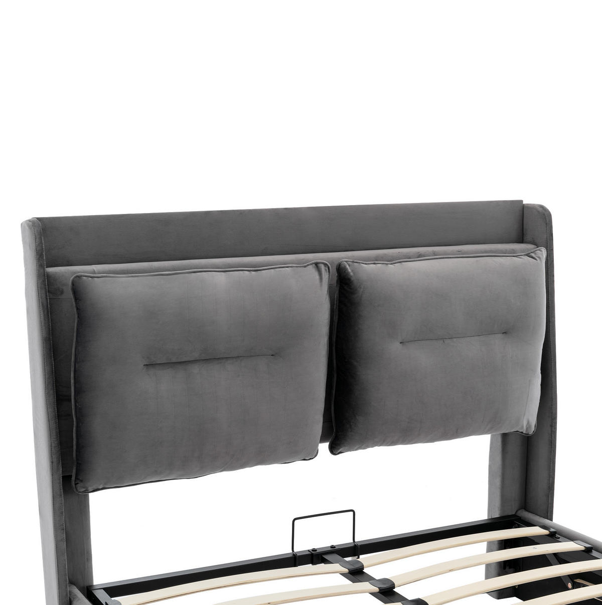 POLSTERBETT 140/190 cm aus Samt mit LED-Beleuchtung, hydraulischem Stauraum und Fußend-Schublade, Dunkelgrau - Grau, Textil (140/190cm) - Redom