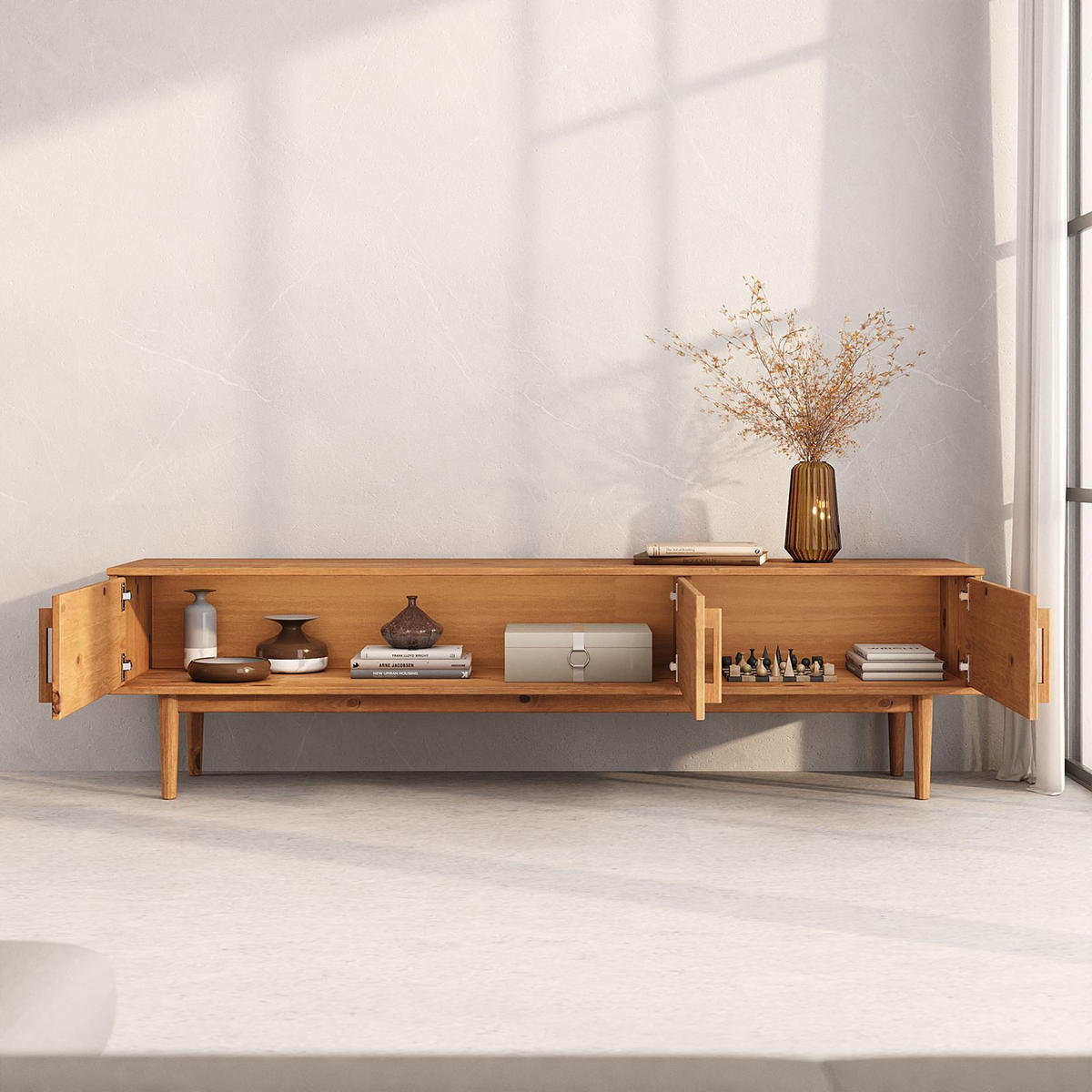 LOWBOARD TECCA - Eichefarben, Holz (180/48/41cm) - IDIMEX