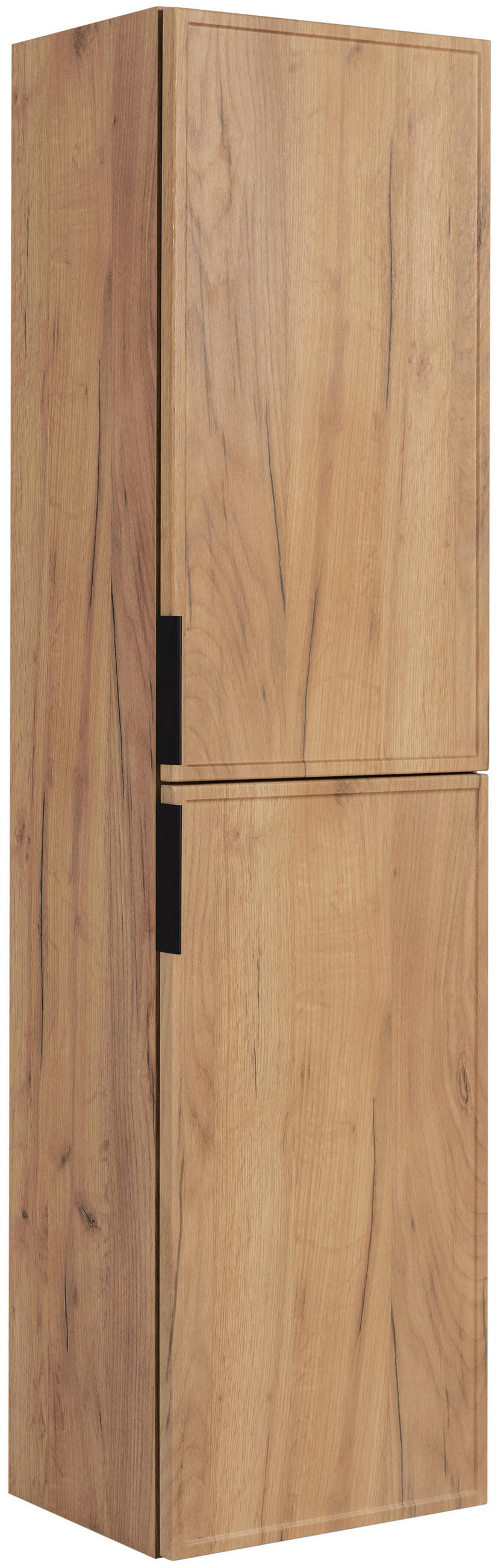 BADEZIMMERSCHRANK, Gold Craft Eiche, schwarzer Griff, 27 x 35 x 136 cm - Eichefarben/Schwarz, Holzwerkstoff/Kunststoff (35/136/27cm) - 3XE LIVING