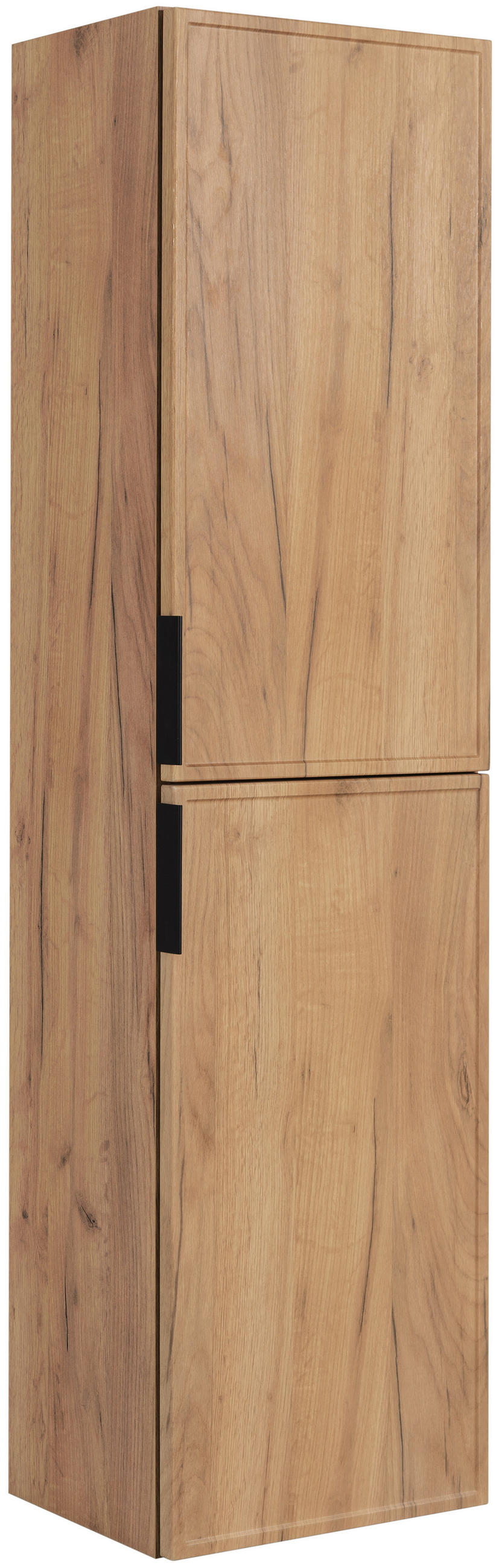 BADEZIMMERSCHRANK, Gold Craft Eiche, schwarzer Griff, 27 x 35 x 136 cm - Eichefarben/Schwarz, Holzwerkstoff/Kunststoff (35/136/27cm) - 3XE LIVING