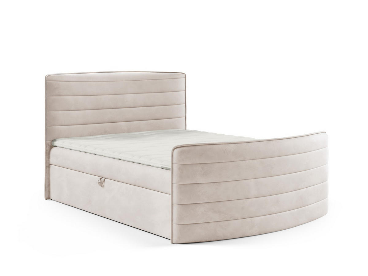BOXBETT Ambra In Elisa Velvet - Creme, Holzwerkstoff/Textil (120/200cm) - Fun Möbel