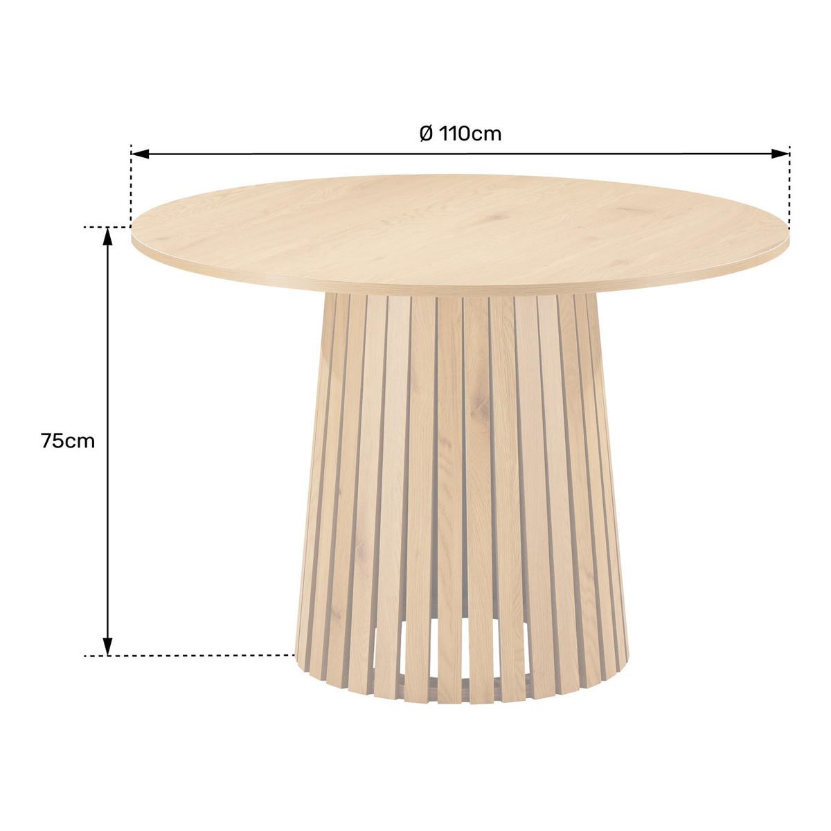ESSZIMMERTISCH Liv Ø 110/75 cm - Braun, Holzwerkstoff (110/110/75cm) - Happy Garden