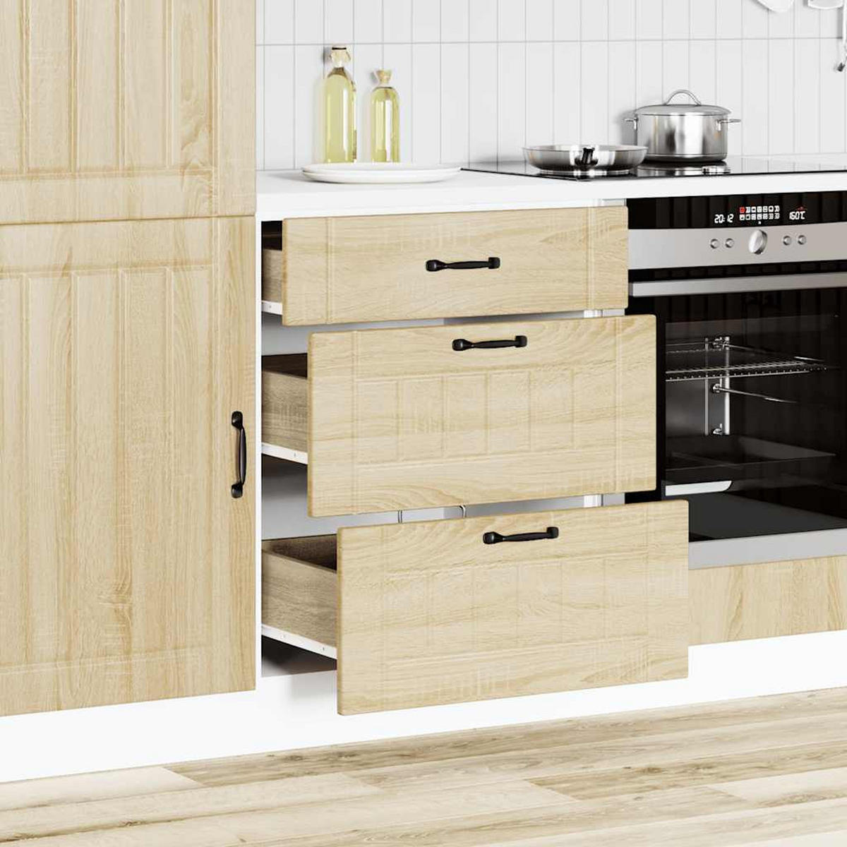KÜCHEN-UNTERSCHRANK Lucca Sonoma-Eiche Holzwerkstoff - Braun, Holzwerkstoff (46/81.5/60cm) - vidaXL