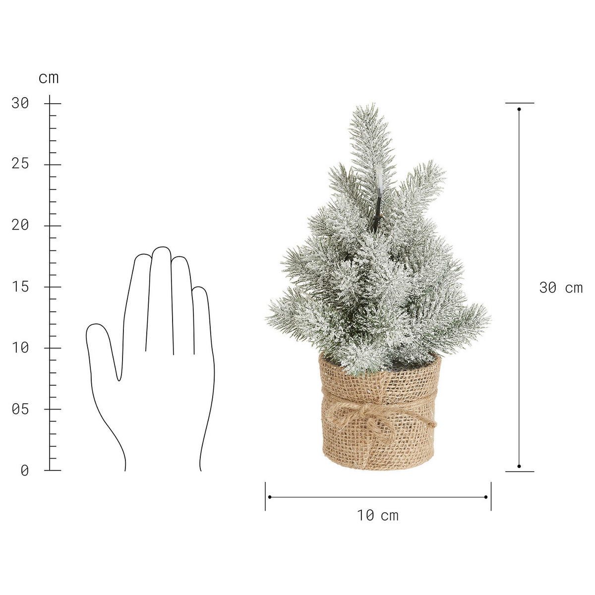 MINI TANNENBAUM Tree Of The Month mit Schnee und LED-Licht - Grün, Metall (10cm) - Butlers