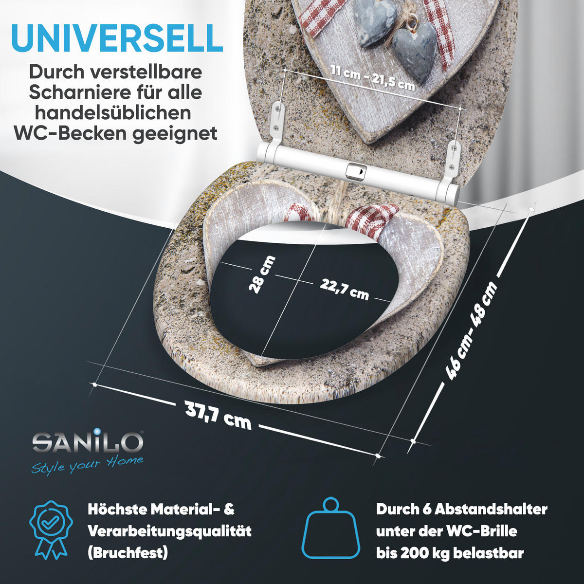 WC-SITZ mit Absenkautomatik & Top Fix Bavaria - Braun, Holzwerkstoff (37.7/5.5/48cm) - Sanilo