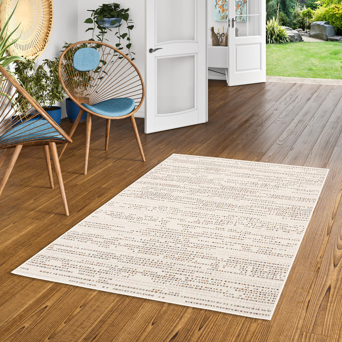IN & OUTDOOR TEPPICH FLACHGEWEBE CAMPUS PIXEL - Beige, Textil (80/150cm) - Pergamon