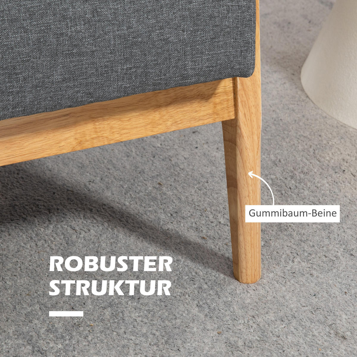 3-SITZER-SOFA Leinen Gummiholz Dunkelgrau - Dunkelgrau, Textil (69.5/73/154.5cm) - HOMCOM