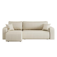 ECKSOFA L-FORM Schlaffunktion Und Bettkasten Eckcouch MILANO L Stoff Quelle Ecru Rechts - Ecru, Holz/Textil (244/142cm) - Kaiser Möbel