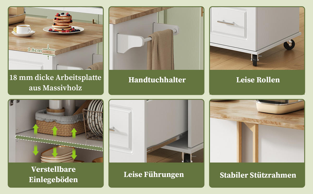 KÜCHENINSEL Weiß 137/43/92 cm - Weiß, Holzwerkstoff (137/92/43cm) - PANGIVO