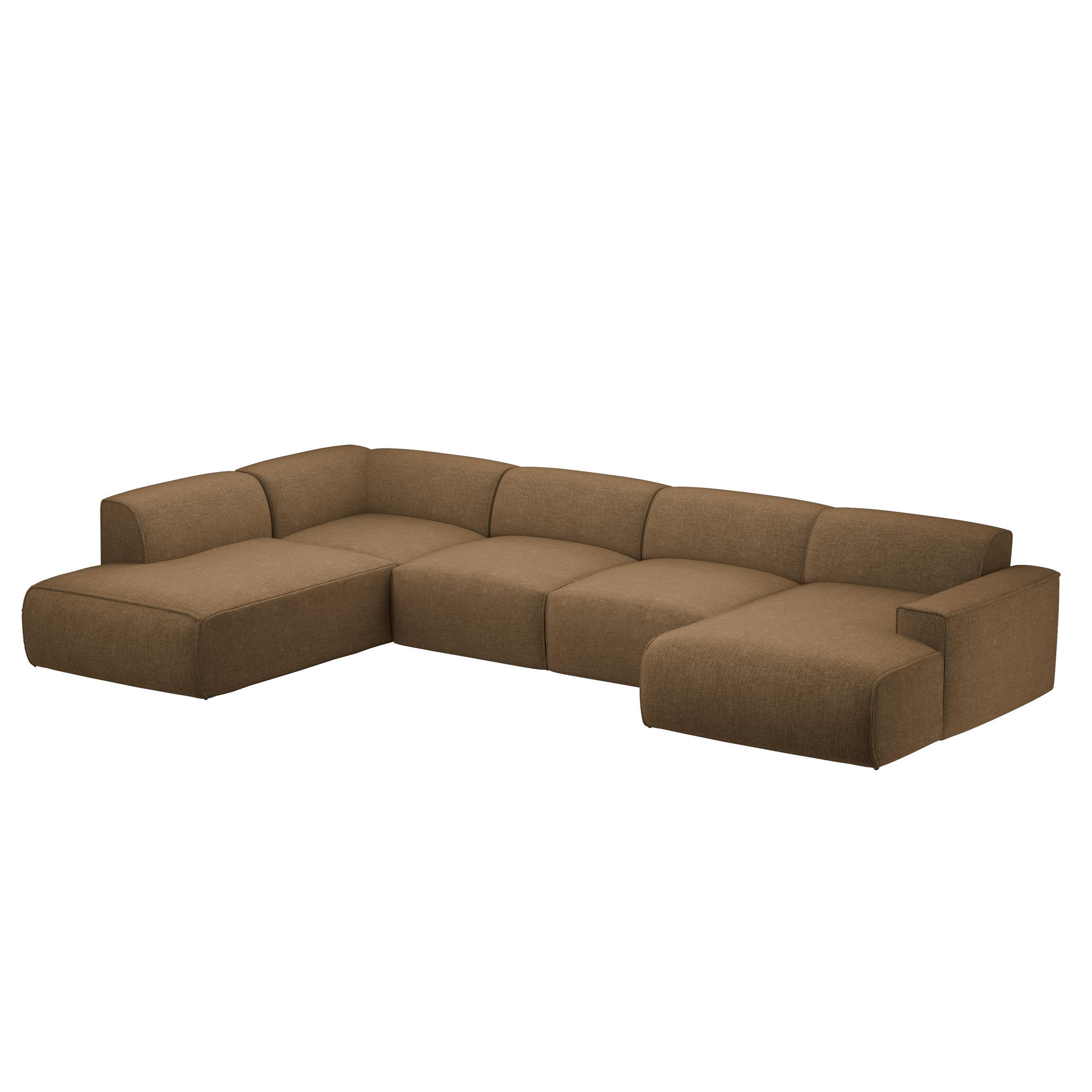 WOHNLANDSCHAFT DOVE Chenille-Stoff in Braun - Braun, Holzwerkstoff/Kunststoff (300/85/200cm) - Idohome