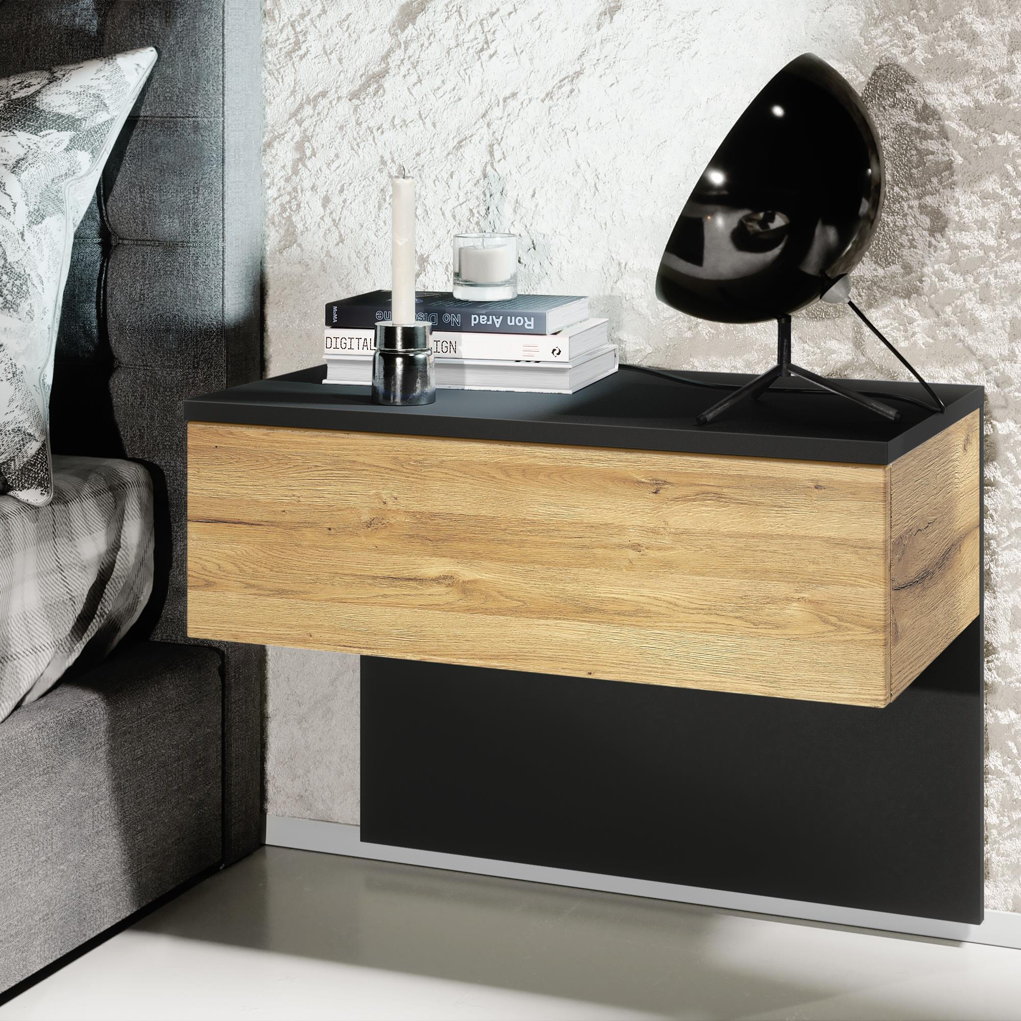 NACHTTISCH Sleep Fronten in Eiche Natur - Eichefarben, Holzwerkstoff (60/46/35cm) - Vladon