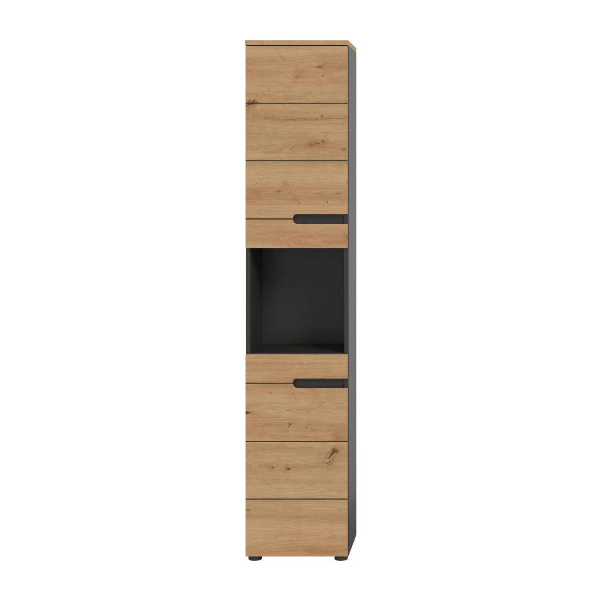 BADEZIMMERSCHRANK mit 2 Türen und 1 Nische 34/193/38 cm - Eschefarben, Holzwerkstoff (34/193/38cm) - Calicosy