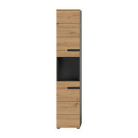 BADEZIMMERSCHRANK mit 2 Türen und 1 Nische 34/193/38 cm - Eschefarben, Holzwerkstoff (34/193/38cm) - Calicosy