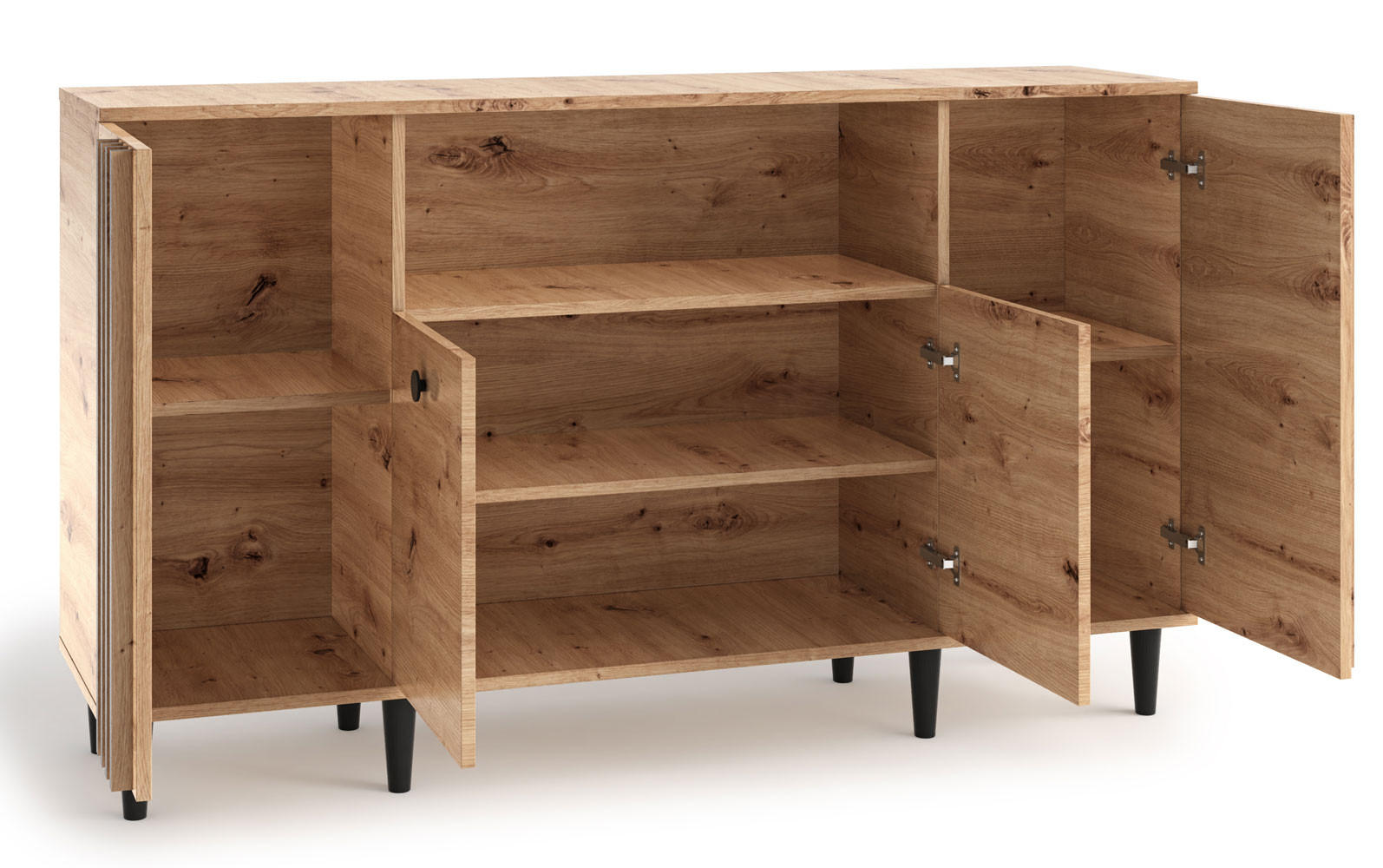 Thumbnail - Feldmann-Wohnen Kommode, Eiche, Schwarz, Holz, 3 Fächer, Rechteckig, 160x93x40 cm, Wohnzimmer, Kommoden & Sideboards, Ko...