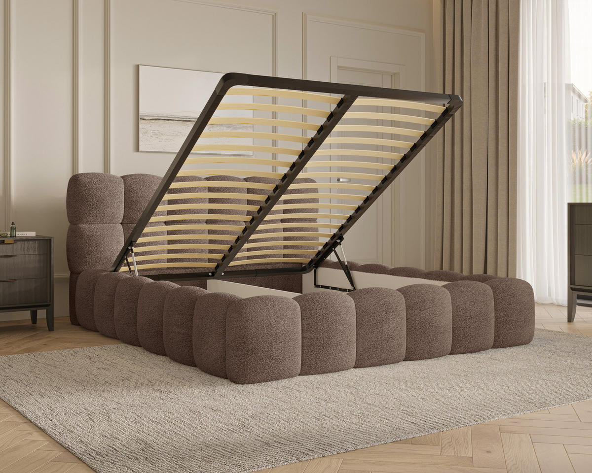 POLSTERBETT 19 - 140x200 cm – Arena – Bett mit Federmechanismus und Stauraum - Taupe, Holz (140/200cm) - ROYAL24_MARKT