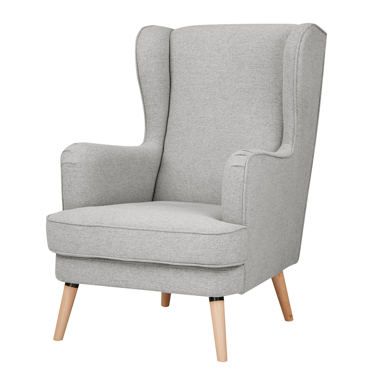 OHRENSESSEL - Beige/Hellgrau, Holz/Birkenholz (73/107/96cm) - home24