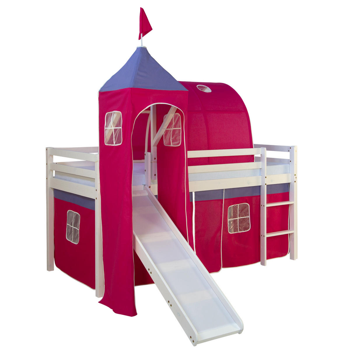 HOCHBETT mit Rutsche 90/200 cm Pink - Pink/Weiß, Holz - Homestyle4u