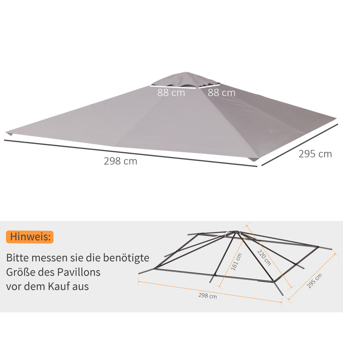 PAVILLONDACH, Sonnenschutz, Beige - Beige, Kunststoff (295/20/298cm) - Outsunny