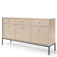 SIDEBOARD MONCTON KOM3-3D3S Metalgriffe, Beige - Beige, Holzwerkstoff/Kunststoff (154/83/39cm) - Komodee
