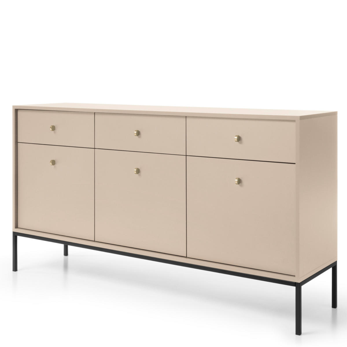 SIDEBOARD MONCTON KOM3-3D3S Metalgriffe, Beige - Beige, Holzwerkstoff/Kunststoff (154/83/39cm) - Komodee