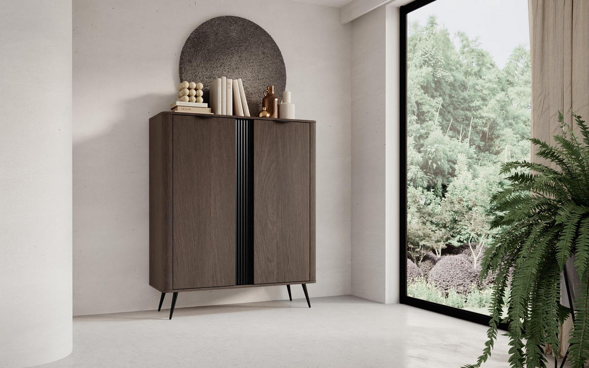 HIGHBOARD Arvis Eiche Dunin - Eichefarben/Schwarz, Holzwerkstoff (113/134/38cm) - Bettso