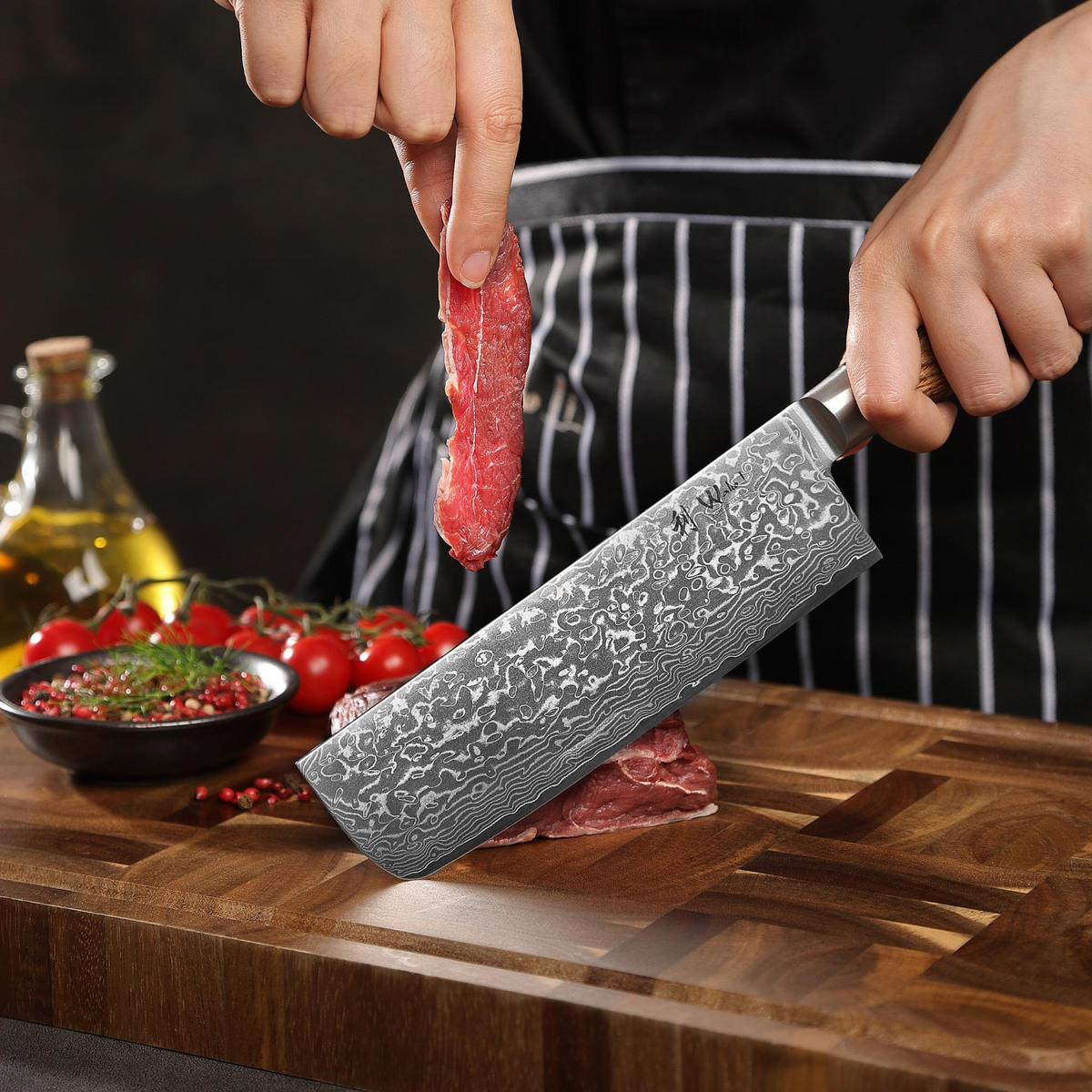 NAKIRIMESSER 18 cm - Braun, Holz/Metall (32cm) - Wakoli